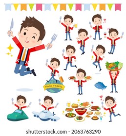 A set of wearing a happi coat man on food events.It's vector art so easy to edit.