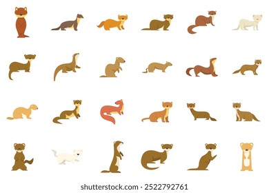 Set of weasel mascot logo standing different poses cartoon style for your web, mobile app logo design