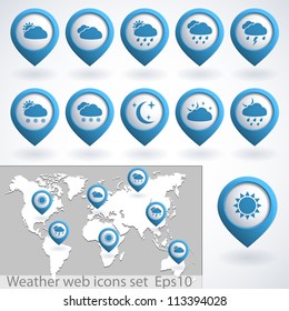Set of Weather 3d icons. Vector illustration.