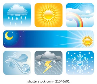 Set of Weather and Climate of vector illustration layered.