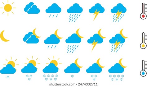 a set of weather climate vectors in the world