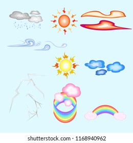 Set of weather climates on a blue background