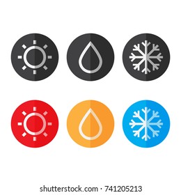 Set of weather. flat icon.