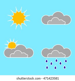 Set of weather flat icons.