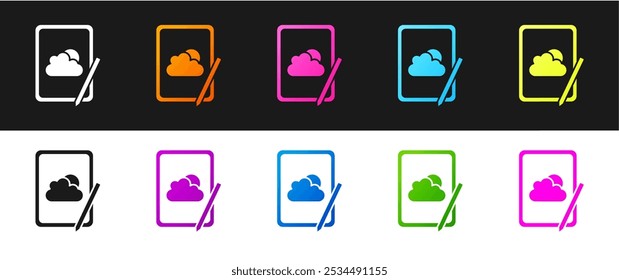 Establecer icono de pronóstico de Clima aislado en fondo blanco y negro.  Vector