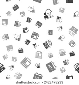 Set Weather forecast, Live report, Retro typewriter and News on seamless pattern. Vector