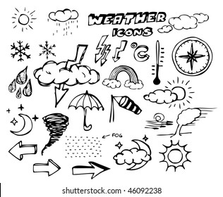 Set of weather hand drawing icons