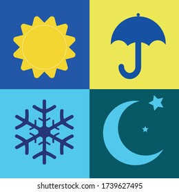 Set of weather icon, flat design illustration