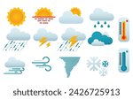 Set of weather icon isolated on white background. Graphic vector