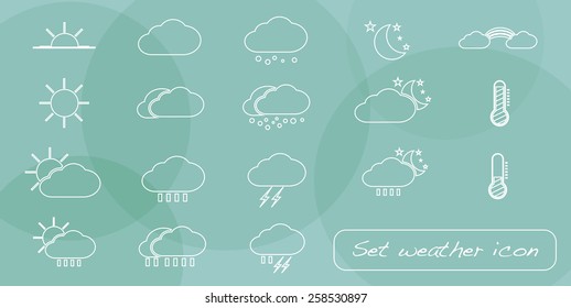 Set weather icon with line drawing design. Vector illustration. 