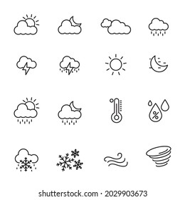 Set of weather icon in linear style isolated on white background