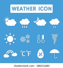 set of  weather icon with shadow, flat style