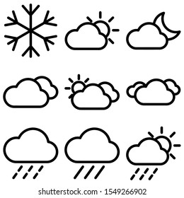 Set of Weather icon with trendy flat line style icon for web, logo, app, UI design. isolated on white background. vector illustration eps 10