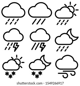 Set of Weather icon with trendy flat line style icon for web, logo, app, UI design. isolated on white background. vector illustration eps 10