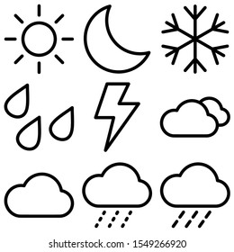 Set of Weather icon with trendy flat line style icon for web, logo, app, UI design. isolated on white background. vector illustration eps 10