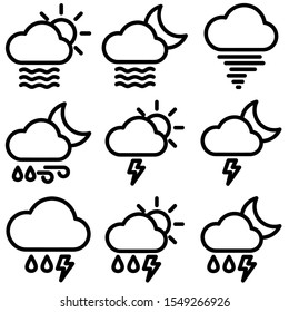 Set of Weather icon with trendy flat line style icon for web, logo, app, UI design. isolated on white background. vector illustration eps 10