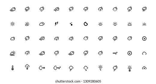 set weather icons: cloud, sun, moon, rain 
