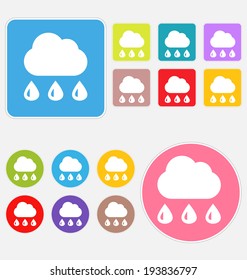 Set of weather icons clouds and rain vector illustration