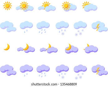 Set of weather icons for day and night