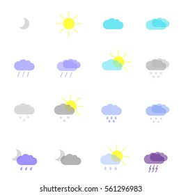 set with weather icons in different color