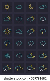 Set of Weather Icons. Flat Design Style.