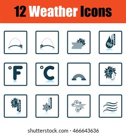 Set of weather icons. Flat design tennis icon set in ui colors. Vector illustration.