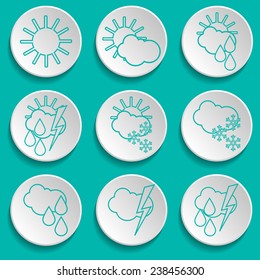 Set of weather icons. Flat line design. vector illustration