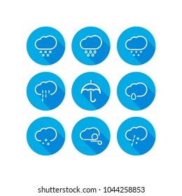Set of weather icons flat style with long shadow vector