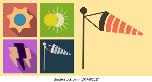 Set of weather icons in flat style with shadow