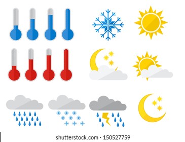 conjunto de iconos meteorológicos, ilustración de estilo plano