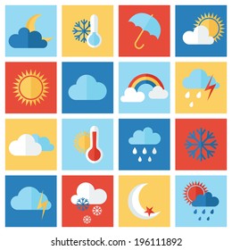 Set of weather icons. Flat style