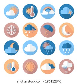 Set of weather icons. Flat style