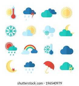 Set of weather icons. Flat style