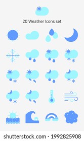 Set of weather icons in flat style.