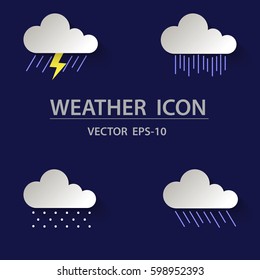 Set of weather icons. Flat vector symbols on background. Vector illustration.
