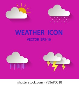 Set of weather icons. Flat vector symbols on background. Vector illustration.