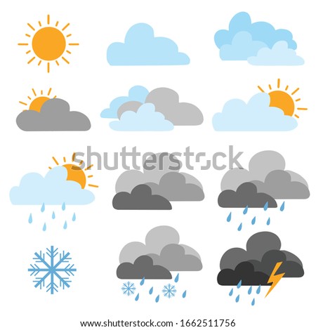 Set of weather icons. Flat vector symbols are isolated on a white background.