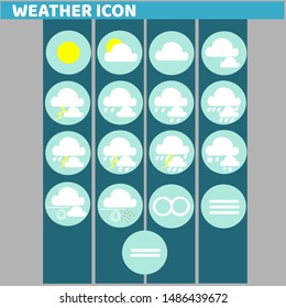 Set of weather icons for weather forecast, blue background