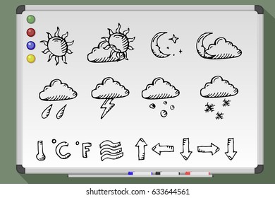 Set of weather icons. Hand drawn vector stock illustration