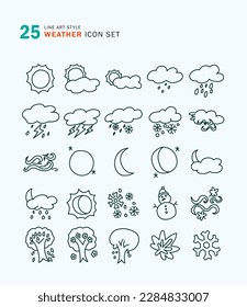 Set of Weather icons handwrite line art style