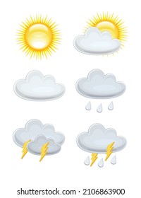 Set of Weather icons. Image for Weather forecast sign. Vector illustration isolated on white background.