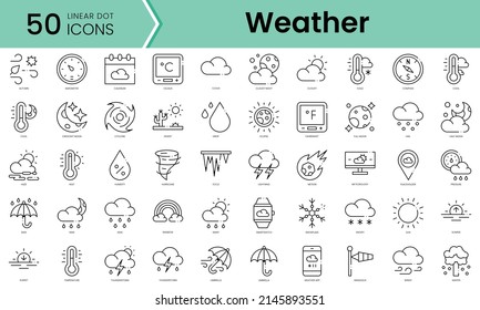 Set of weather icons. Line art style icons bundle. vector illustration