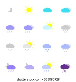 Set with weather icons in modern style. High quality symbols for web site design and mobile apps. Simple weather pictograms on a white background