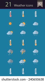 Set of weather icons on blue background