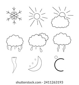 set of weather icons on a white background