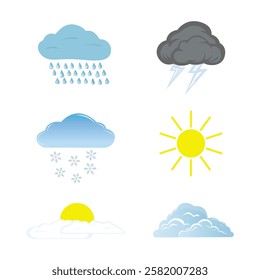 Set of weather icons on white background.Vector illustration.