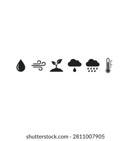 Set of weather icons on white vector illustation