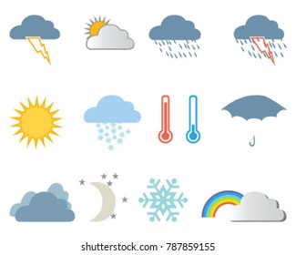 Set of weather icons on a white background