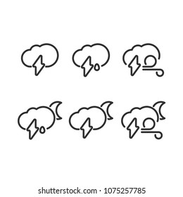 Set of weather icons outline flat simple vector