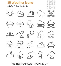 Set of Weather icons, outline style